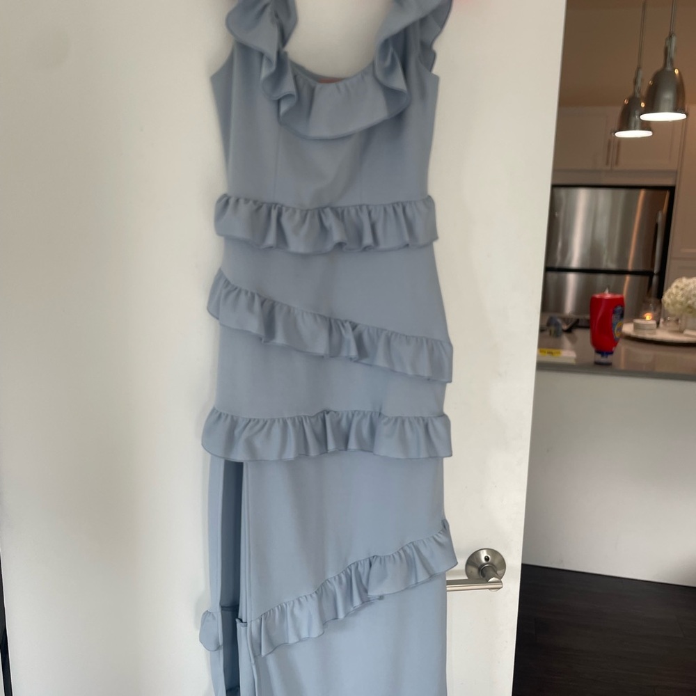 Elegant Ruffled Blue Dress